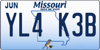 MO license plate YL4K3B