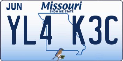 MO license plate YL4K3C