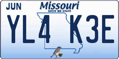 MO license plate YL4K3E