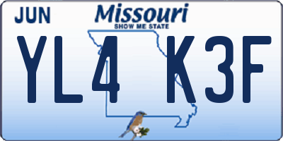 MO license plate YL4K3F