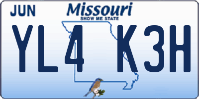 MO license plate YL4K3H