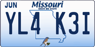 MO license plate YL4K3I