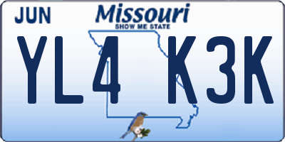 MO license plate YL4K3K