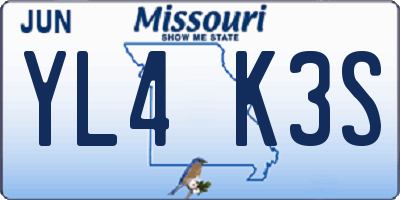 MO license plate YL4K3S