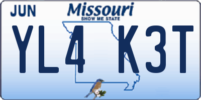 MO license plate YL4K3T