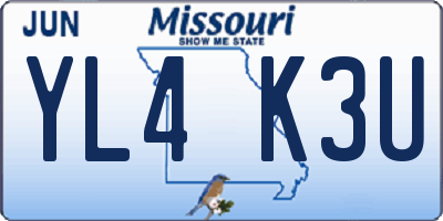 MO license plate YL4K3U