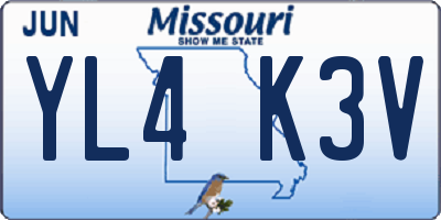 MO license plate YL4K3V
