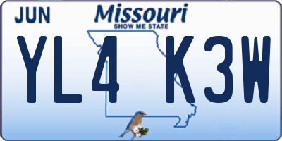 MO license plate YL4K3W