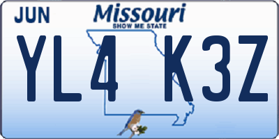 MO license plate YL4K3Z