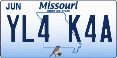 MO license plate YL4K4A