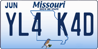 MO license plate YL4K4D