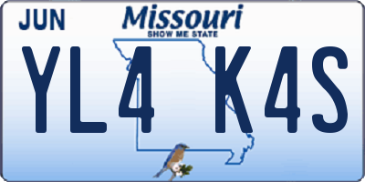 MO license plate YL4K4S