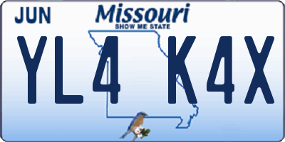 MO license plate YL4K4X