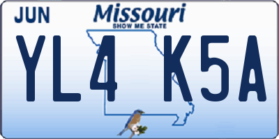 MO license plate YL4K5A