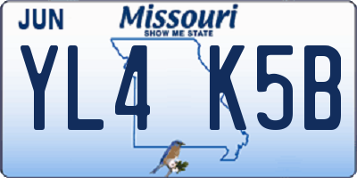 MO license plate YL4K5B