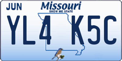 MO license plate YL4K5C