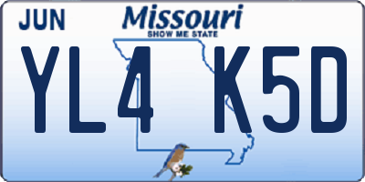 MO license plate YL4K5D