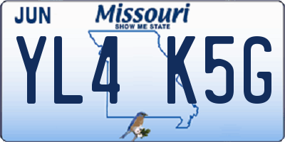 MO license plate YL4K5G