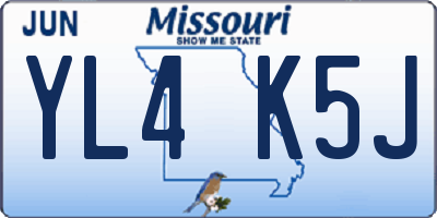 MO license plate YL4K5J