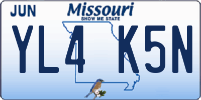 MO license plate YL4K5N