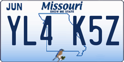 MO license plate YL4K5Z