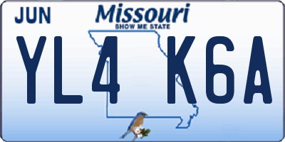MO license plate YL4K6A