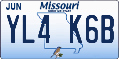 MO license plate YL4K6B