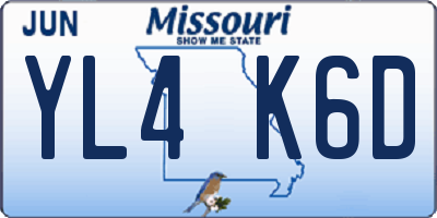 MO license plate YL4K6D