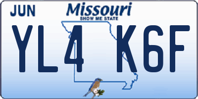 MO license plate YL4K6F