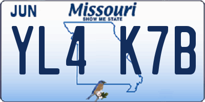 MO license plate YL4K7B