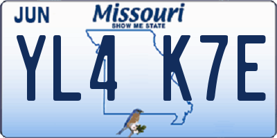 MO license plate YL4K7E