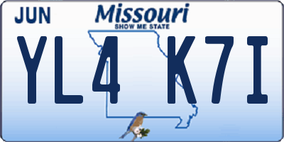 MO license plate YL4K7I