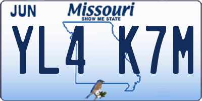 MO license plate YL4K7M