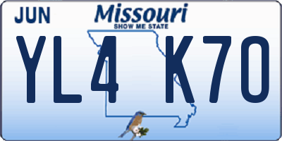 MO license plate YL4K7O