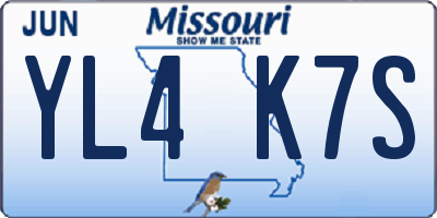 MO license plate YL4K7S