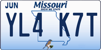 MO license plate YL4K7T