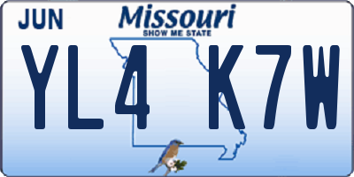 MO license plate YL4K7W