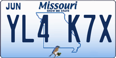 MO license plate YL4K7X