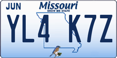 MO license plate YL4K7Z