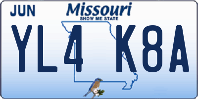 MO license plate YL4K8A
