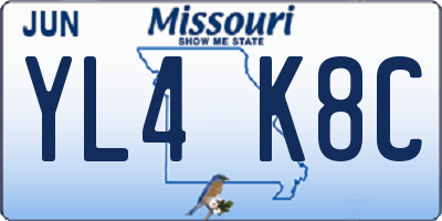 MO license plate YL4K8C