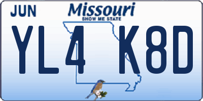 MO license plate YL4K8D