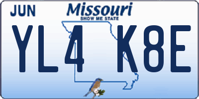 MO license plate YL4K8E