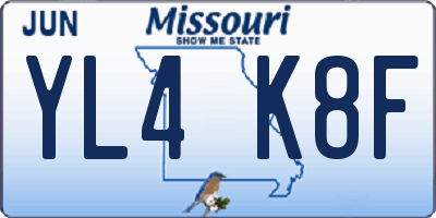 MO license plate YL4K8F