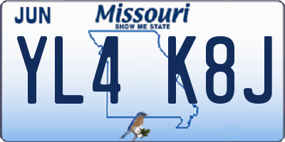 MO license plate YL4K8J