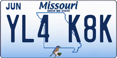 MO license plate YL4K8K