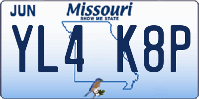 MO license plate YL4K8P