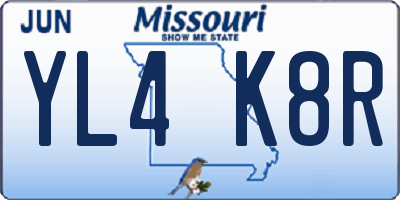 MO license plate YL4K8R