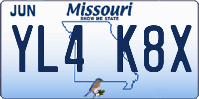 MO license plate YL4K8X