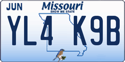 MO license plate YL4K9B